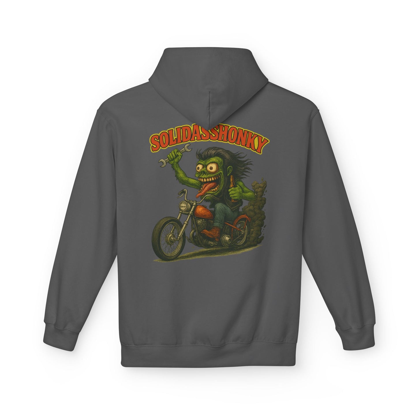 Motorcycle Hoodie — “Soldasshonky” Vintage Biker Graphic Pullover