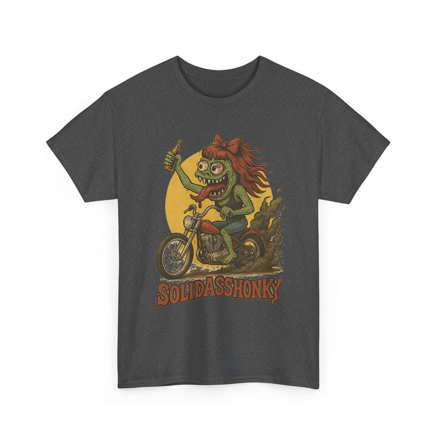 Motorcycle Monster Tee — "Solidasshonky" Retro Biker Graphic Shirt