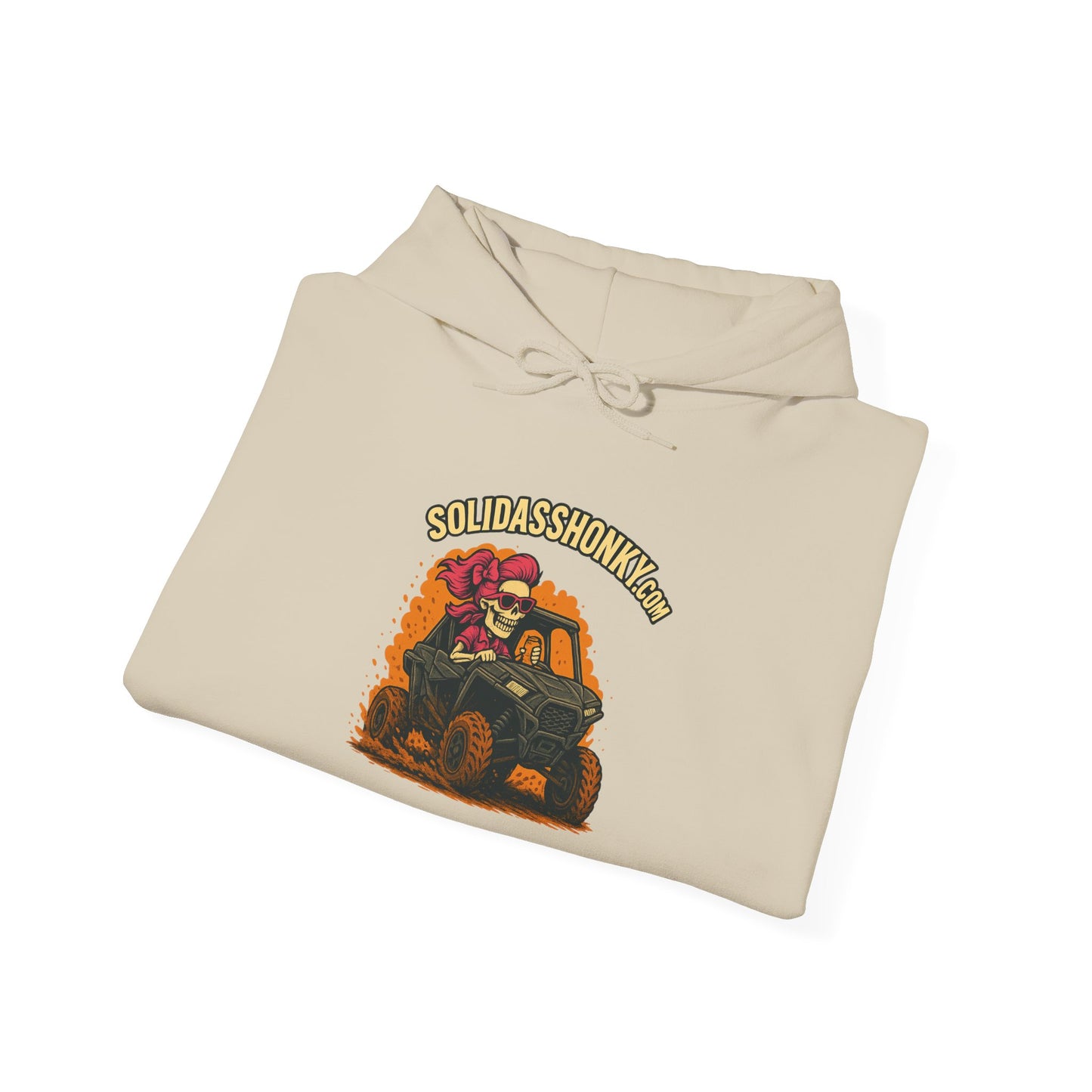 SolidassHonky Women's UTV Hoodie – 'Skull & Shovel' Vintage Racing Graphic