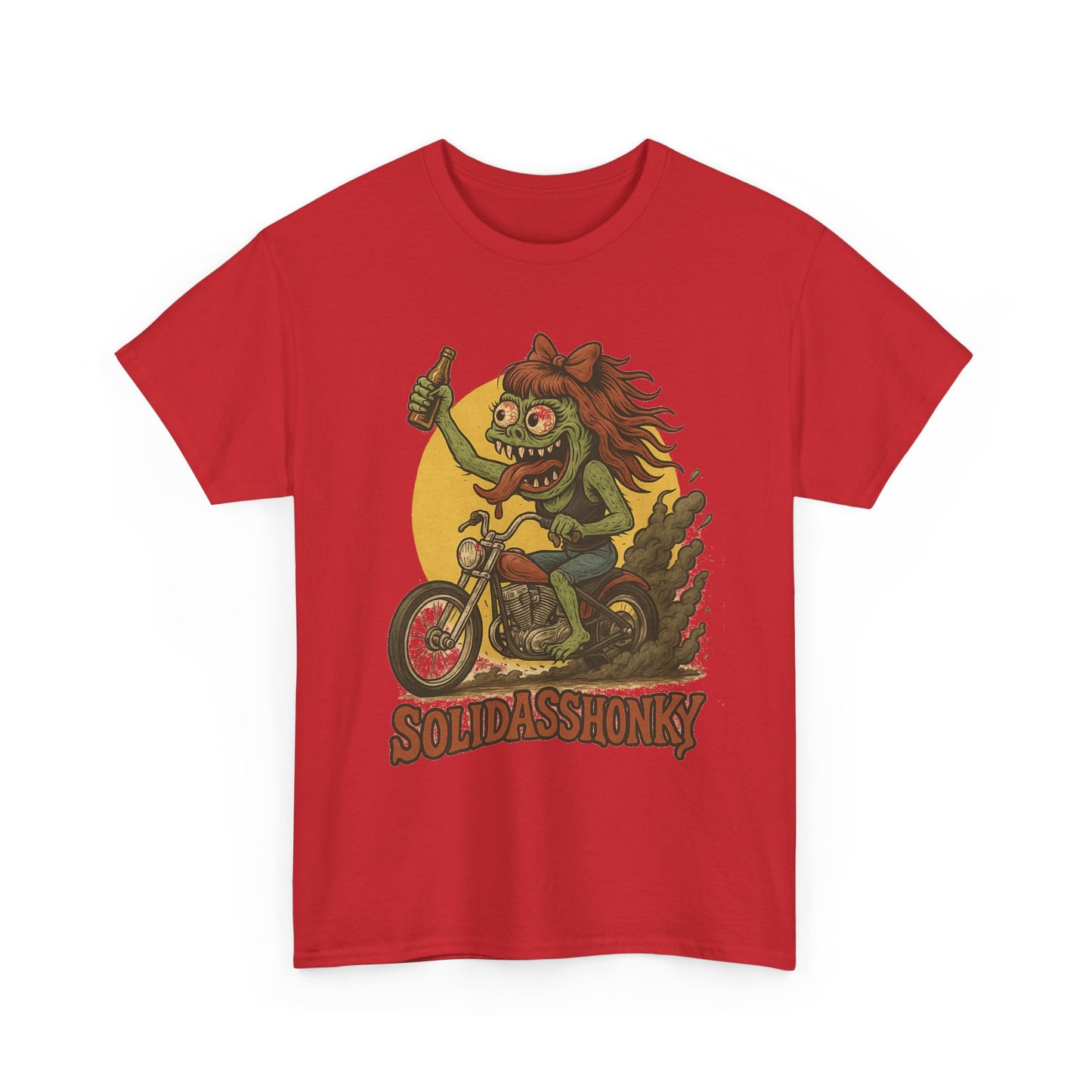 Motorcycle Monster Tee — "Solidasshonky" Retro Biker Graphic Shirt