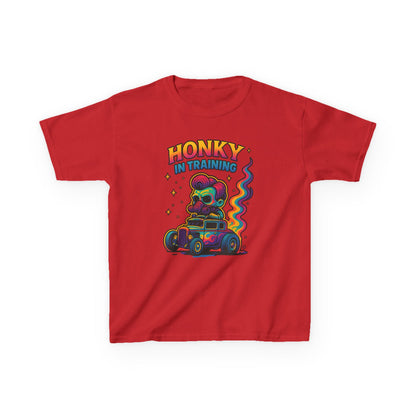 Kids T-Shirt — "Honky in Training" Colorful Racing Skull Graphic Tee