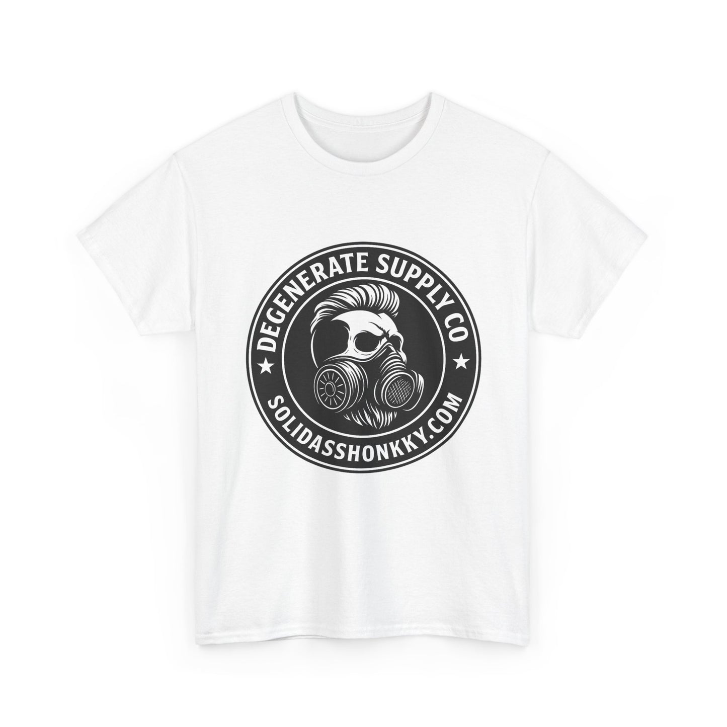 Gas Mask Skull Logo Tee — "Degenerate Supply Co" Streetwear T-Shirt
