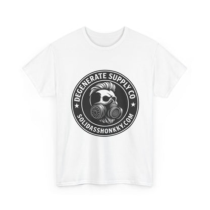 Gas Mask Skull Logo Tee — "Degenerate Supply Co" Streetwear T-Shirt