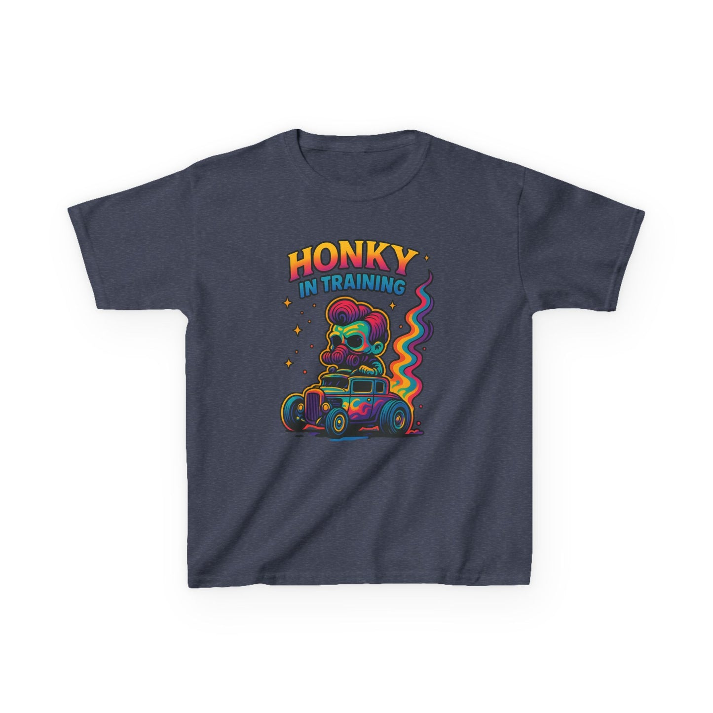 Kids T-Shirt — "Honky in Training" Colorful Racing Skull Graphic Tee