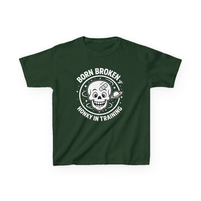 Kids Tee — 'Born Broken, Made in Training' Skull Graphic