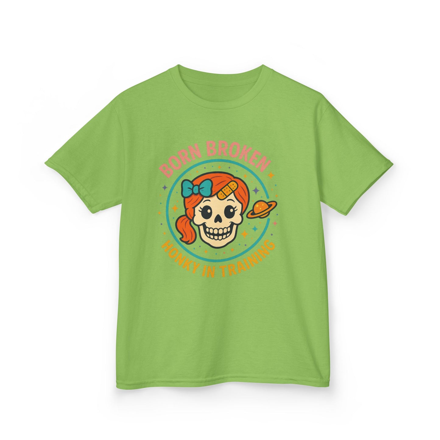 Kids Tee — "Born Broken, Honky in Training" Skull Graphic