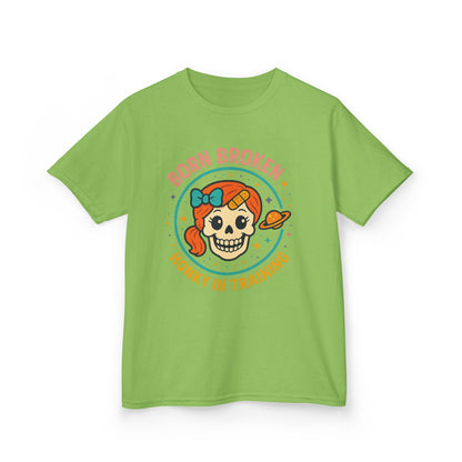 Kids Tee — "Born Broken, Honky in Training" Skull Graphic