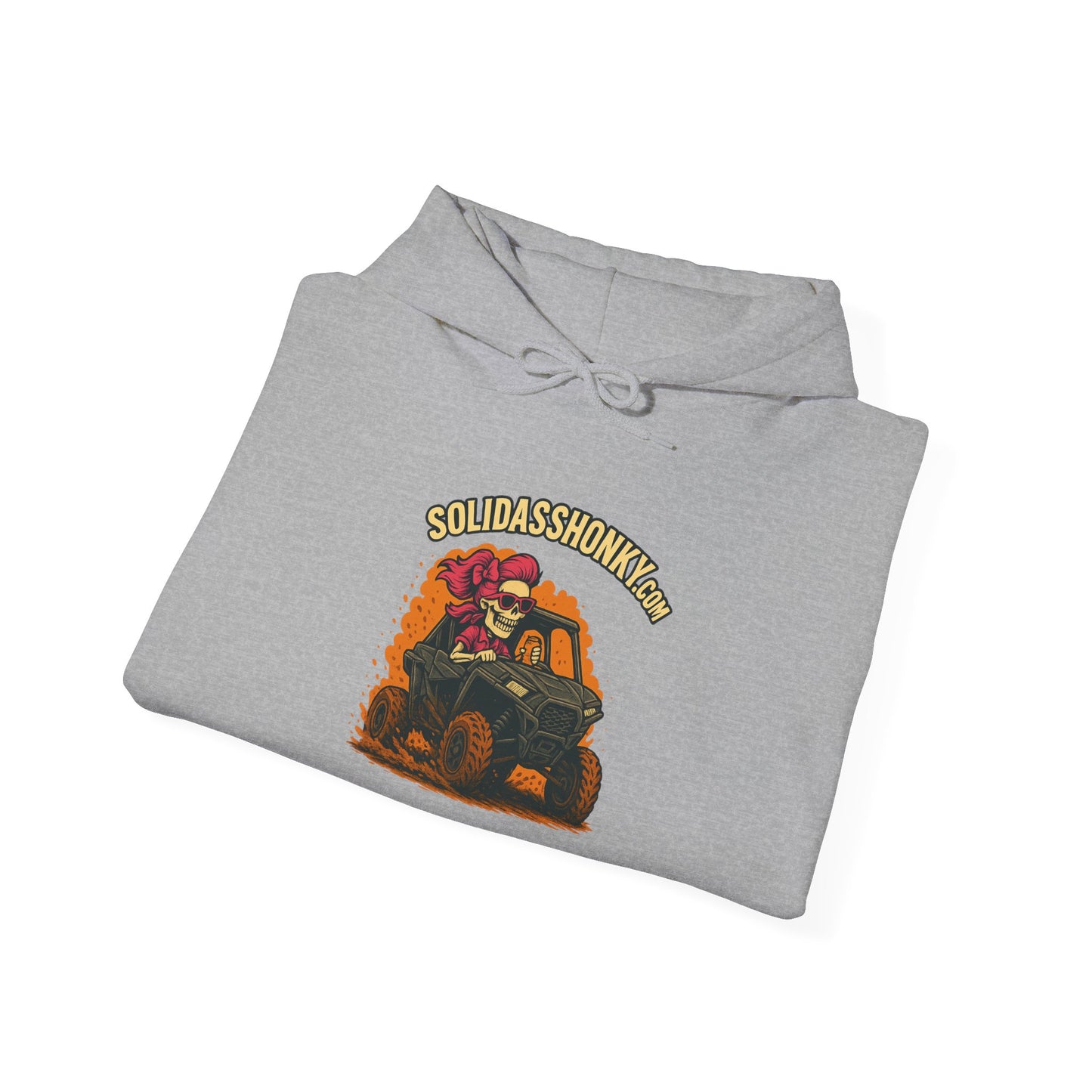 SolidassHonky Women's UTV Hoodie – 'Skull & Shovel' Vintage Racing Graphic