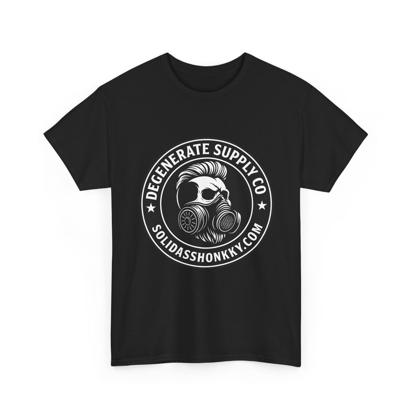 Gas Mask Skull Logo Tee — "Degenerate Supply Co" Streetwear T-Shirt