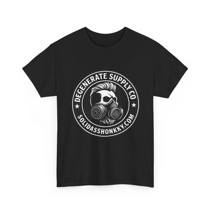 Gas Mask Skull Logo Tee — "Degenerate Supply Co" Streetwear T-Shirt