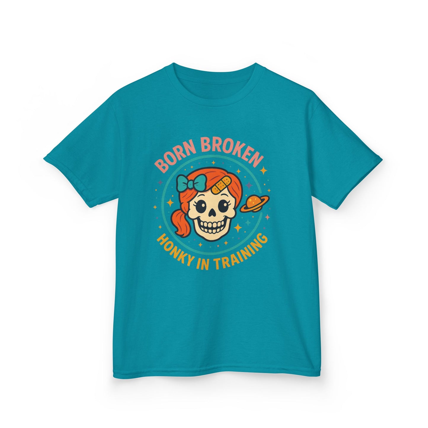 Kids Tee — "Born Broken, Honky in Training" Skull Graphic